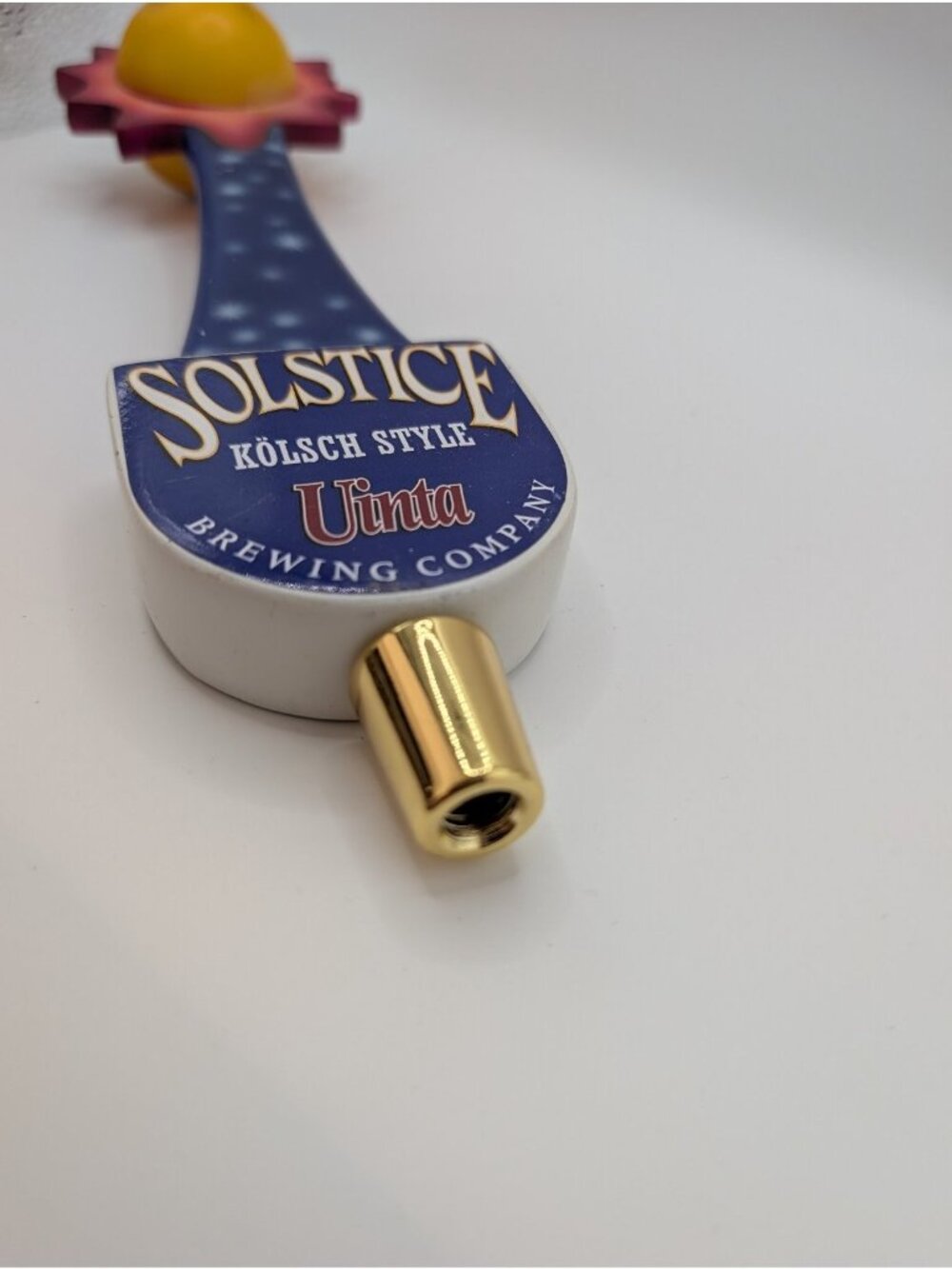 Uinta Solstice Kolsch Style Tap Handle Blue Yellow Sun 11" Beer Collectible RARE - Picture 5 of 5